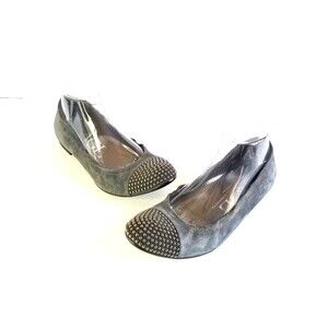 ATTILIO GIUSTI LEOMBRUNI Blakely Studded Cap Toe Flats Gray Suede 39.5 9.5 AGL